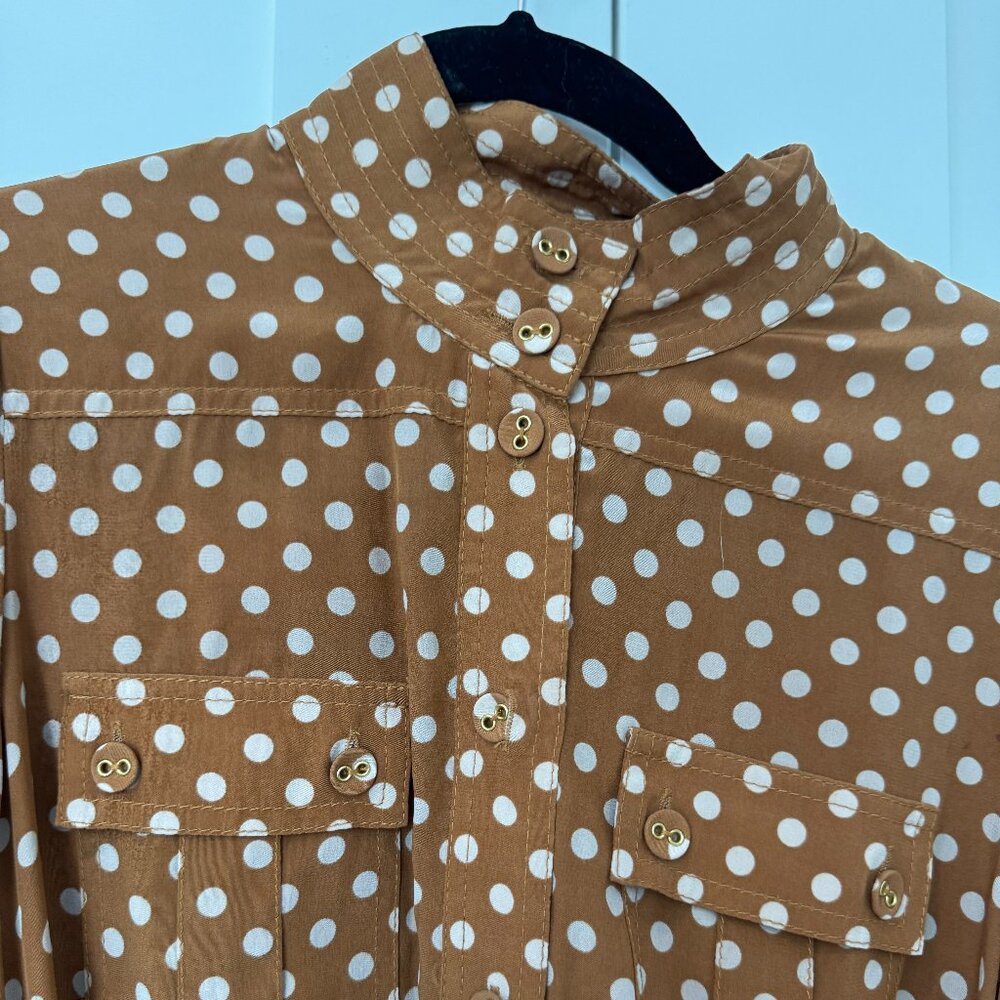 Zimmermann Brown Polka-Dot Silk Midi Dress – Size 1 (US 4) - Picture 8 of 14